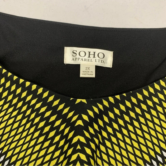 Soho Maxi Dress 2X Overlay Strappy  Black Green Print  Stretch Knit - Picture 5 of 8